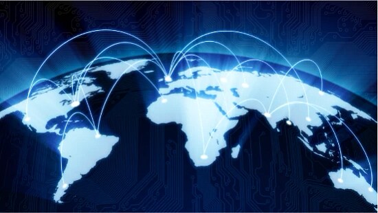 globe with data points, DC use only
